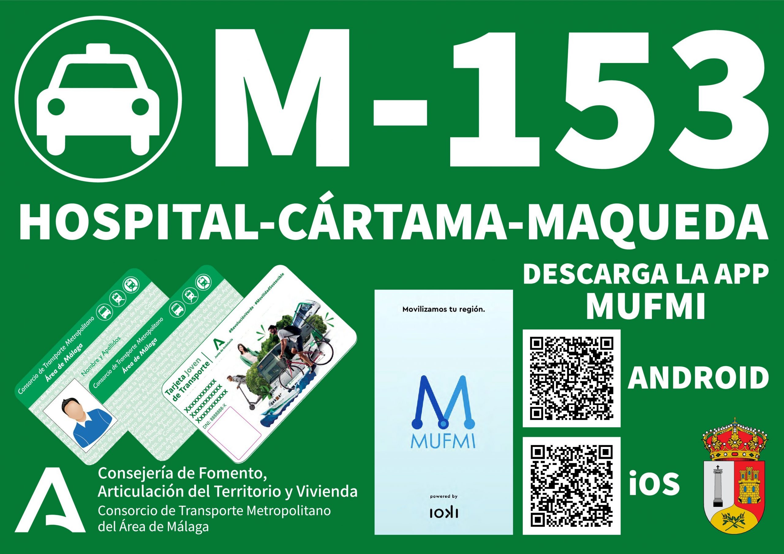 Servicio mejorado de la M-153 Hospital-Cártama-Maqueda desde el 3 de junio
