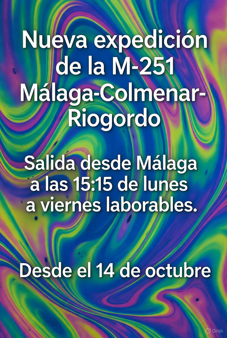 Nueva expedición hasta Riogordo de lunes a viernes laborables