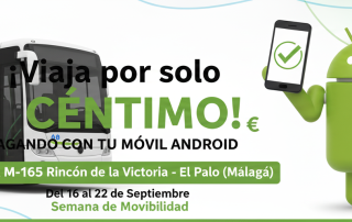Fomento del uso de la nueva ruta exprés M-165 Rincón de la Victoria-El Palo con billetes a 1 céntimo durante la Semana de la Movilidad si se paga con el teléfono móvil